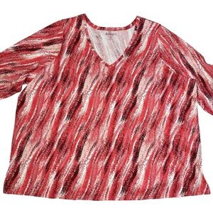 New Roaman's Stretch Cotton V-Neck 3/4 Sleeve Top Size 5X